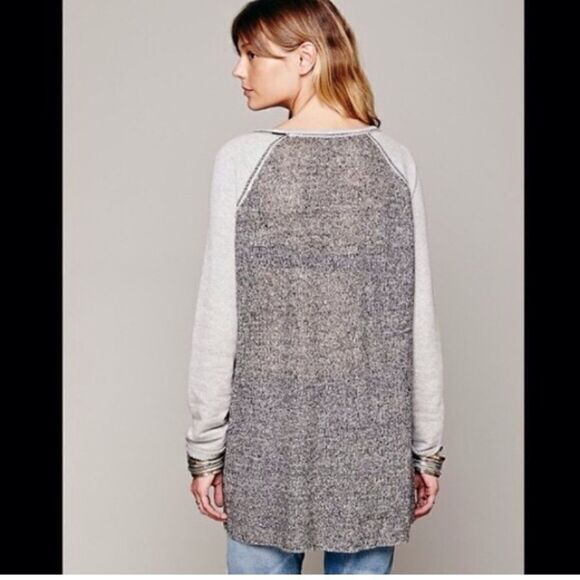 Free People Lace Inset Colorblock Pullover Sweater - Picture 7 of 7